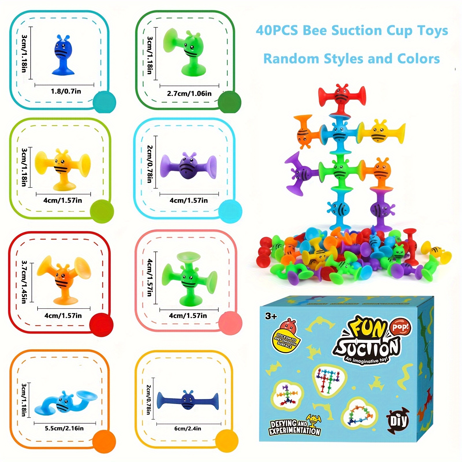  Suction Cup Toy for Baby Age 3, Suction Toys 40PCS