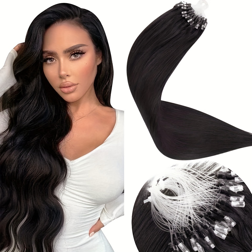 Human Hair Microlink Hair Extensions Microbead Human Hair - Temu