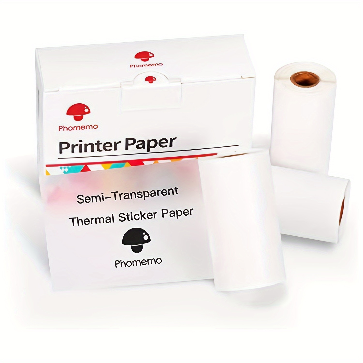 3Rolls Phomemo Transparent Thermal Adhesive Paper 50mmx3.5m Thermal Paper  for M02/M02 Pro/M02S/M03/M03AS/M04S Thermal Printer