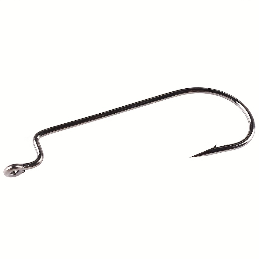 Gamakatsu Offset Shank Round Bend Worm Hook-6 Per Pack (Black, 2/0