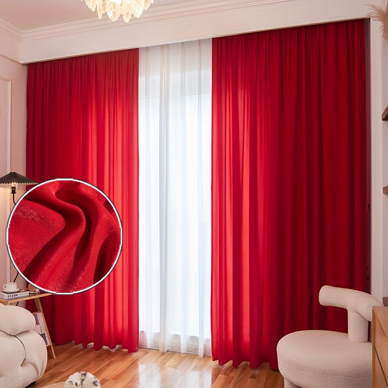 

1 Panel Red Velvet Curtain For Living Room Bedroom Office Home Decor