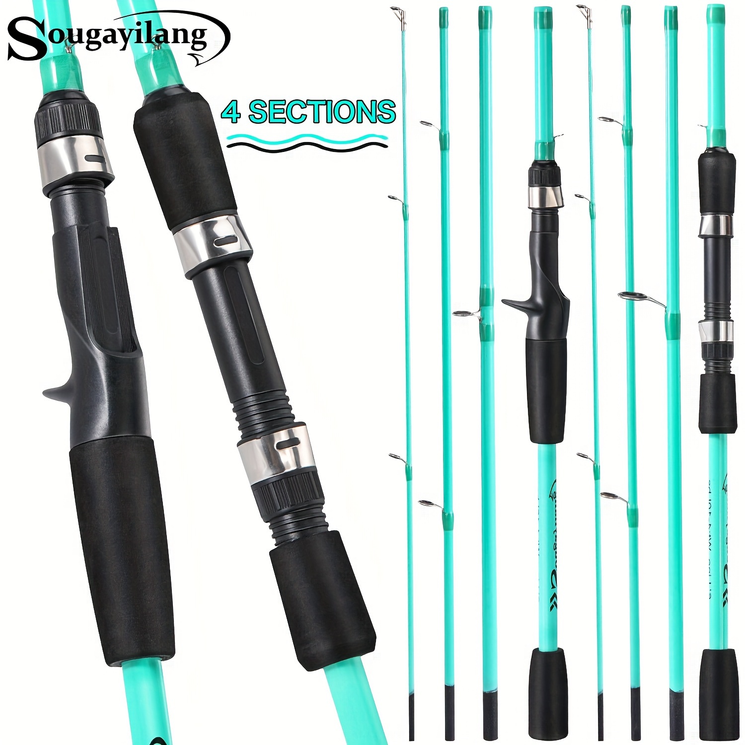 Sougayilang 1.98M Fishing Rod Combo Carbon Fiber Casting Rod 19+