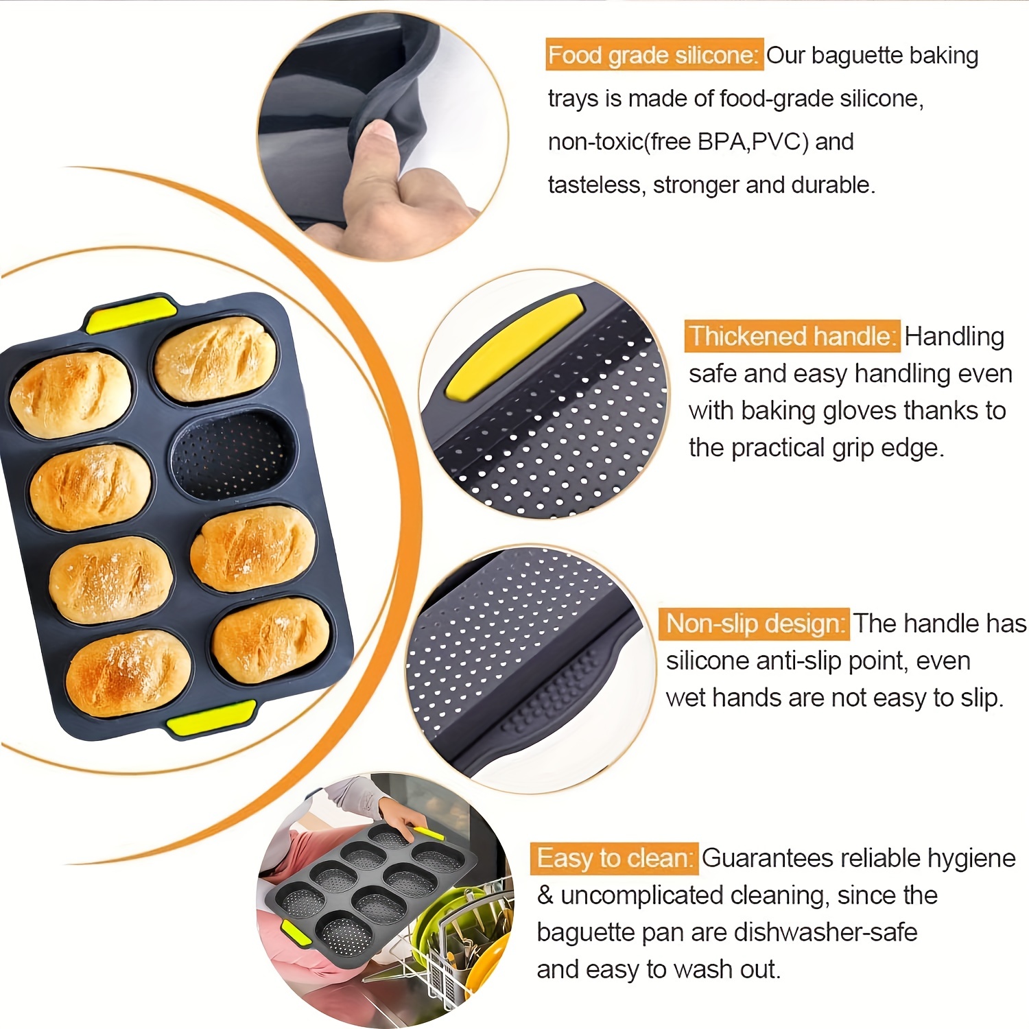 Non stick Silicone Bakeware Set Includes Baguette Toast Loaf - Temu