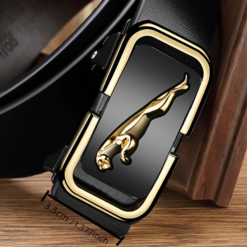 REGITWOW Fashion Cheetah Men Automatic Buckle Leather luxury