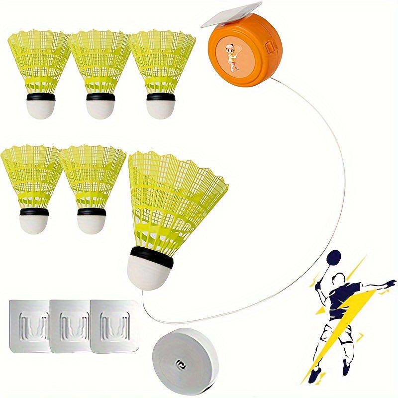 Badminton Training Tool Single Player Rebound Trainer with 6 Elastic Balls