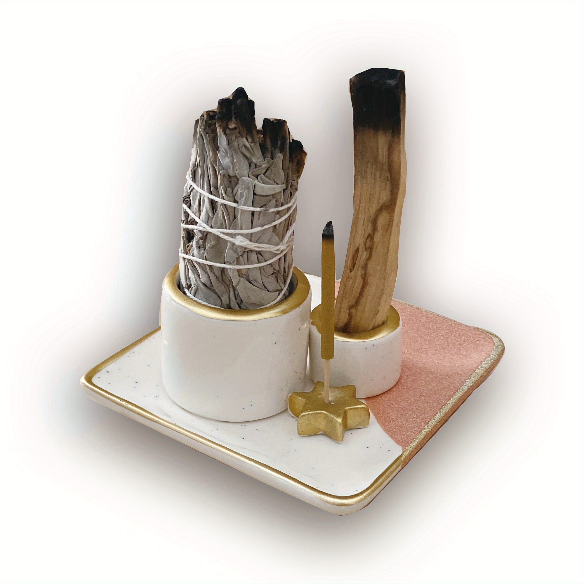 Soporte de Palo Santo con clip, soporte de cerámica para quemador de Palo  Santo, soporte para palos de palo, quemador de palo, soporte de madera