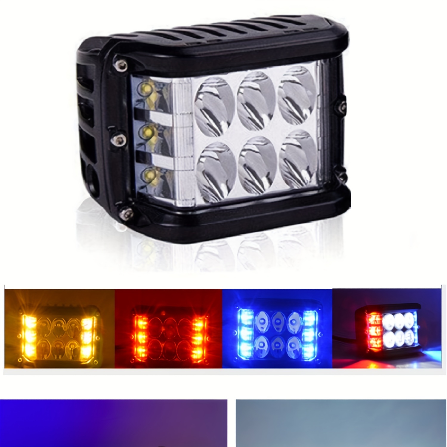 LUMENIX Barra de luces estroboscópicas para techo, barra de luces LED azul  para tráfico de policía con base magnética de alta resistencia, luz