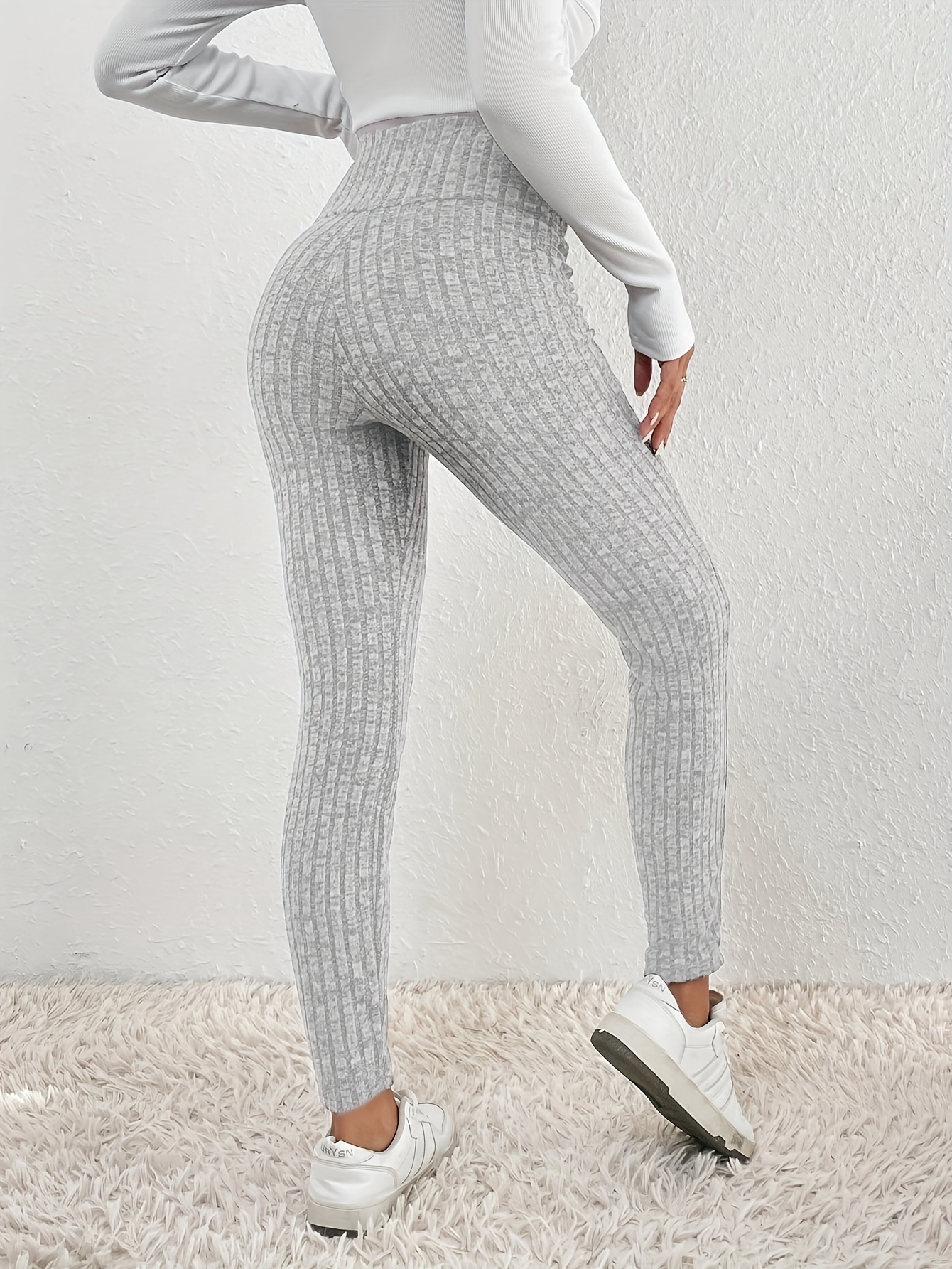  Yoga Pants - Slim Leggings, Women's Knitted Solid