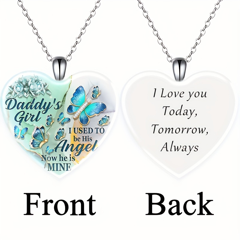Butterfly Pattern Heart Pendant Necklace for Men