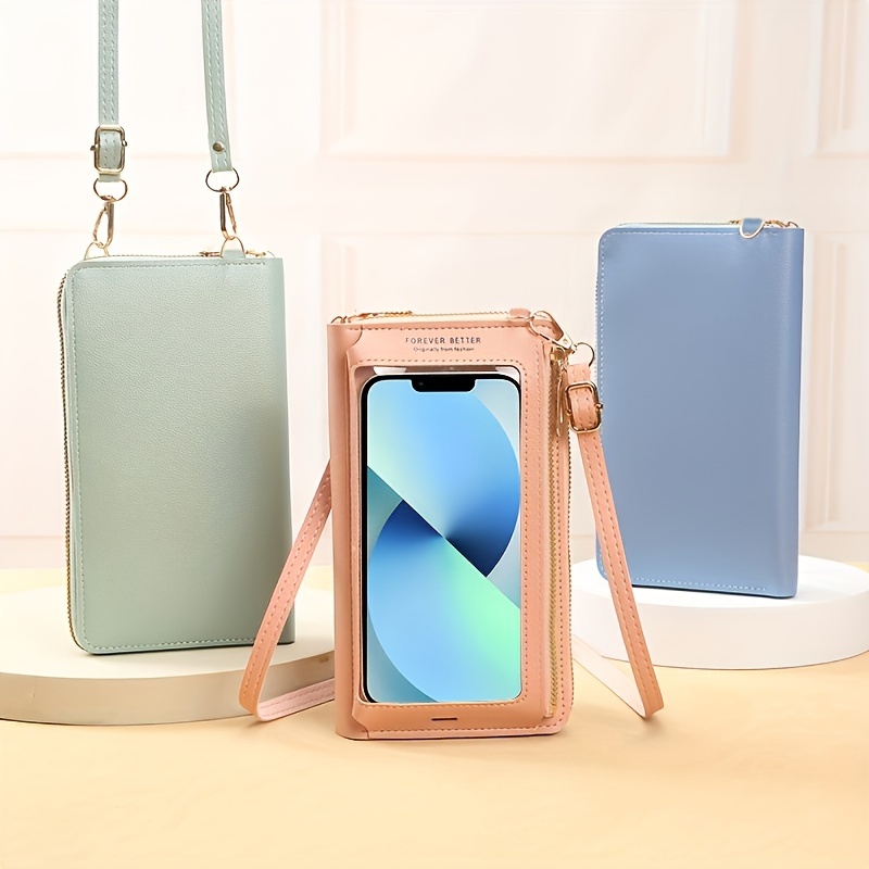 

Touchable Screen Mobile Phone Bag, Women's Diagonal Anti-theft Multifunctional Crossbody Bag, Single Shoulder Transparent Mini Wallet, Hand Machine Bag