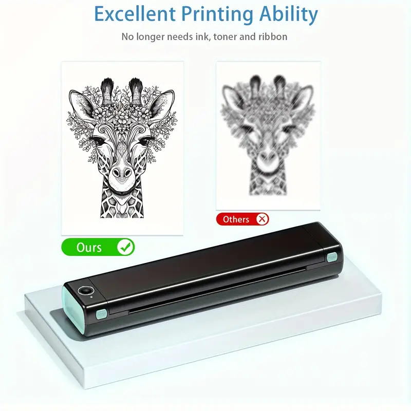 Phomemo M08F Portable Tattoo Transfer Stencil Printer & Case, Bluetooth  Wireless Inkless Thermal Printers for Travel & Office Compatible with  Android