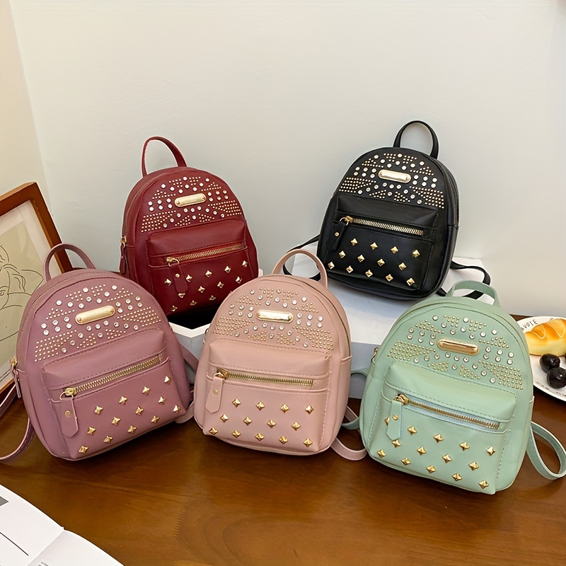 Mini Geometric Pattern Pu Fashion Backpack School Bag Bookbag For