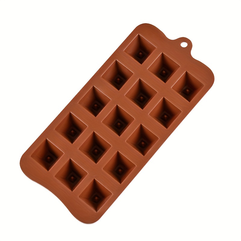 1pc 15-cavity Brown Chocolate Square Silicone Mold, Diy Candy