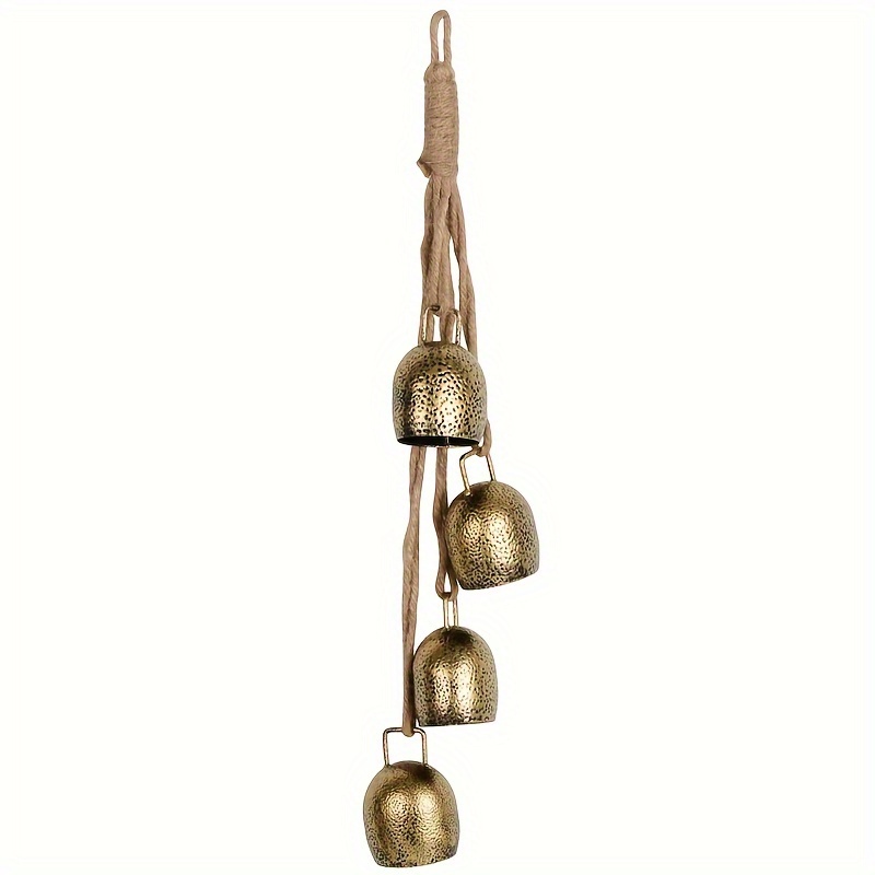 Rustic Iron Hanging Bells With Rope - Woodwaves