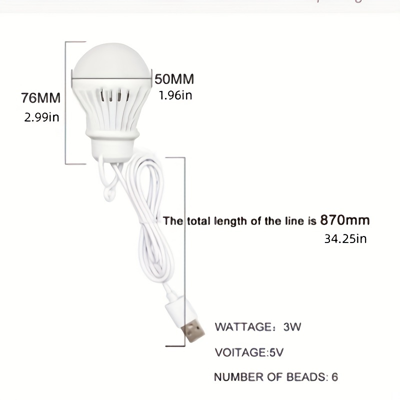 USB Lamp Bulb 5V Lantern LED USB Power Reading Book Light