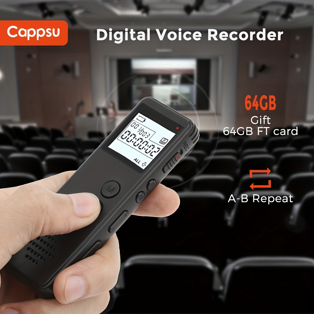 Mini grabadora de voz profesional recargable de 8 GB con audio digital todo  en uno y reproducción de MP3, color negro