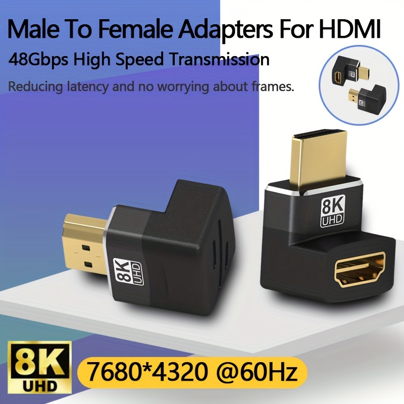 Adaptador de ángulo recto de 90 grados compatible con HDMI 270 grados HDMI  macho a hembra conector de codo HDMI