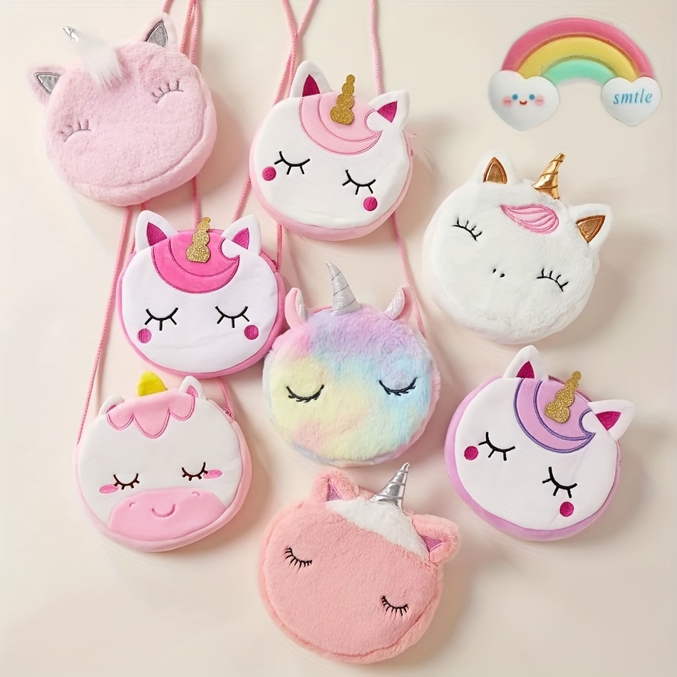 

Girls Cute Cartoon Unicorn Plush Shoulder Crossbody Bag, Gift For Kids