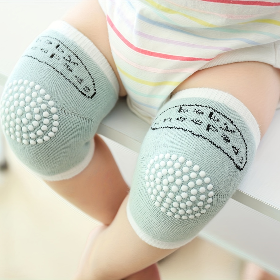 Baby Crawling Anti-Slip Knee and Anti Slip Baby Boys Girls Socks Best Infant Gift, Unisex Baby Toddlers Kneepads (Blue Pink Grey)