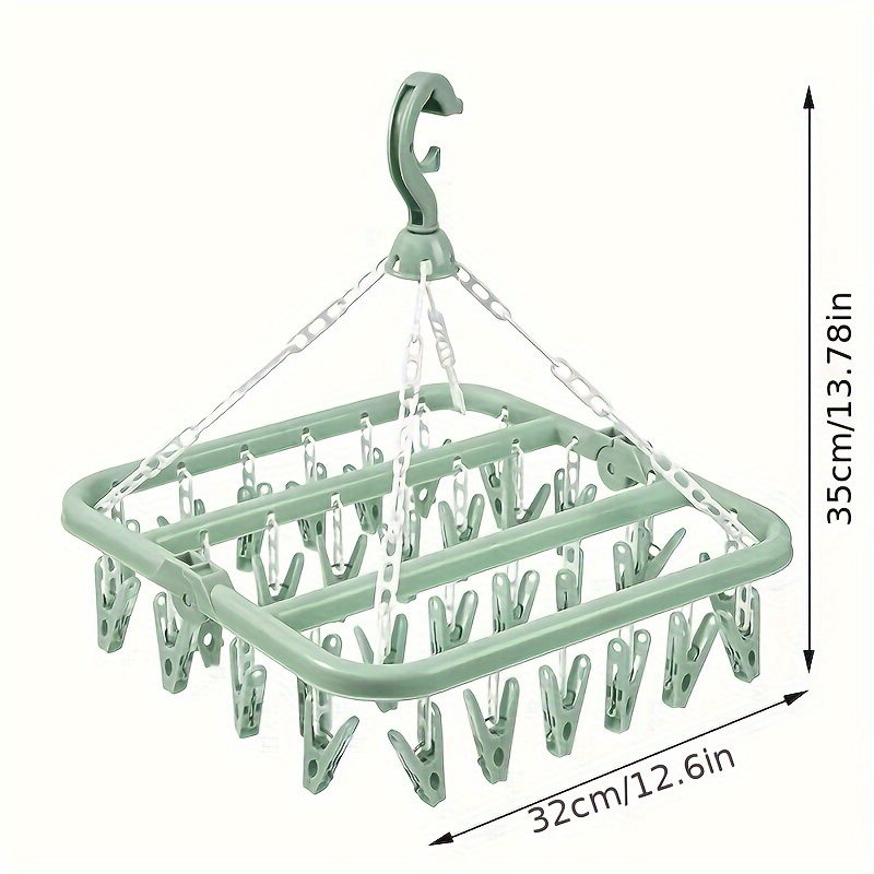 1  clips folding drying hanger plastic large capacity hanging rack laundry pin hanger drying rack for socks underwear household space saving storage organizer for bedroom bathroom closet wardrobe home dorm details 2