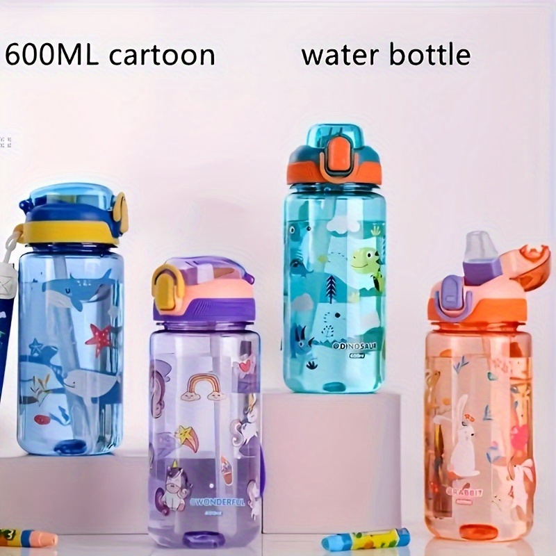 500 ML Cute Cartoon Water Bottle With Straw BPA Free Portable Transparent  Plastic Children Leak-proof Outdoor Travel Water Cup - AliExpress