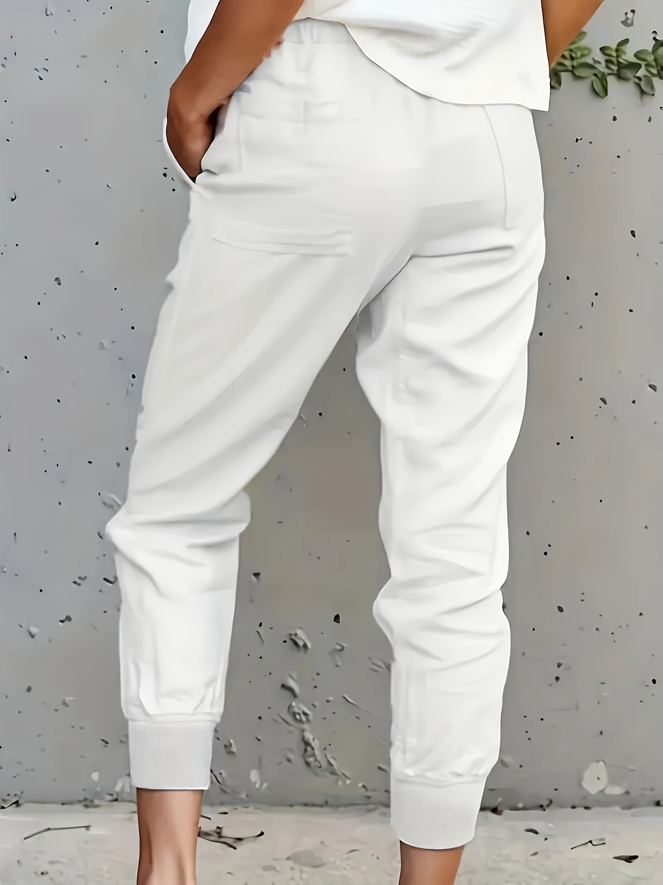 Minimalist Drawstring Waist Pants Solid Casual Pants Spring - Temu