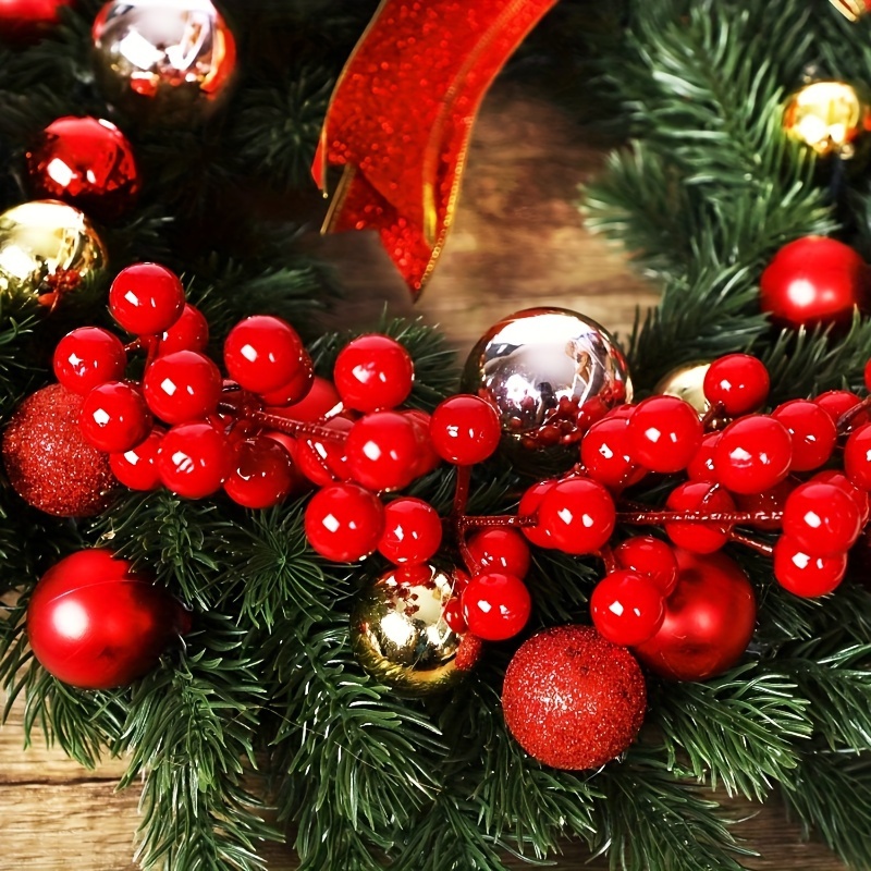 Christmas Artificial Pine Pick With Red Berries Artificial - Temu