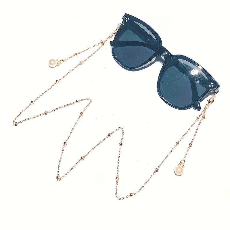 Vintage Glasses Chain Faux Pearl Anti Slip Sunglasses - Temu