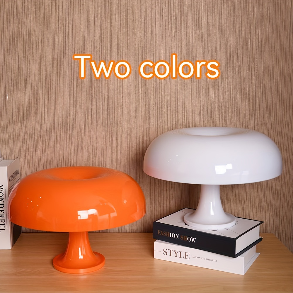 

1pc Led Mushroom Decoration Table Lamp, Orange White Mushroom Modern Romantic Art Table Lamp For Bedroom, Living Room