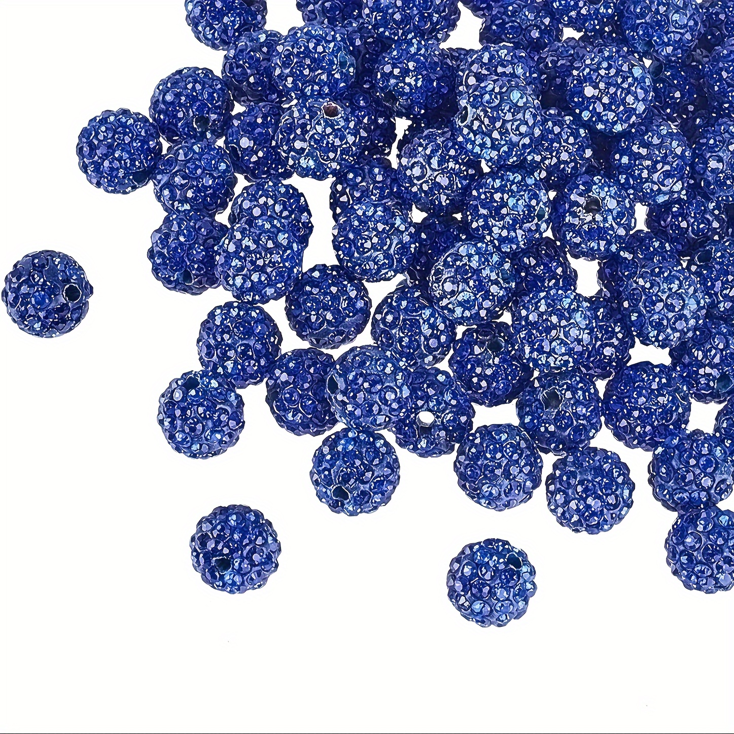 

100pcs Dark Blue 10mm Glass Rhinestones Clay Beads Close Nail Disco Shambhala Beads For Jewelry Making Diy Bracelet Necklace Earrings Handmade Craft Supplies