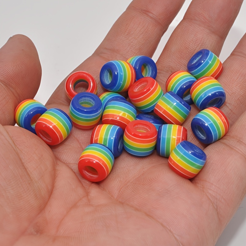 12Pcs Rainbow Silicone Beads Rainbow Silicone Loose Spacer Beads Charms for  DIY Necklace Bracelet Earrings 