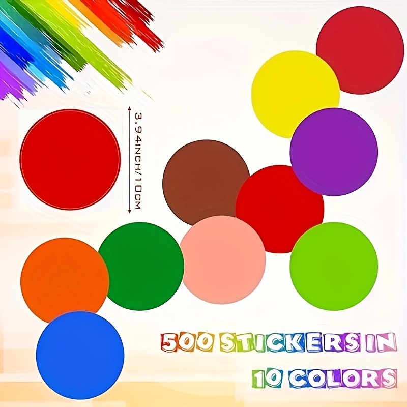 Round Stickers in 10 Assorted Colors Colored Sticker Dots Coding