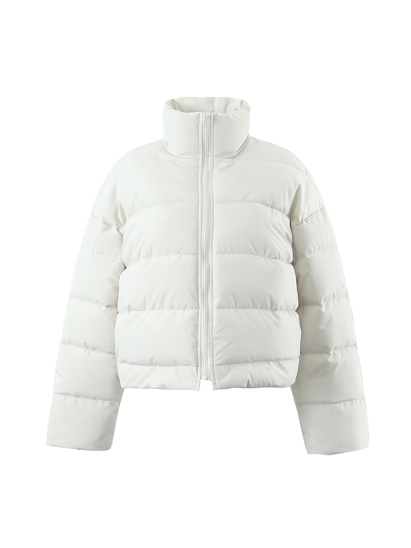  KYL Women's Winter Cropped Puffer Jacket Oversized Zip