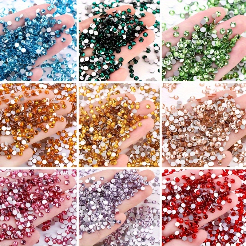 

1000pcs 2mm Colored Sparkling Rhinestones, Flat-back Imitation Crystal, For Jewelry Nail Art Phone Case Making