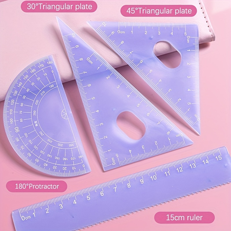 Math Geometry Rulers Set with Protractor, Triangle Ruler