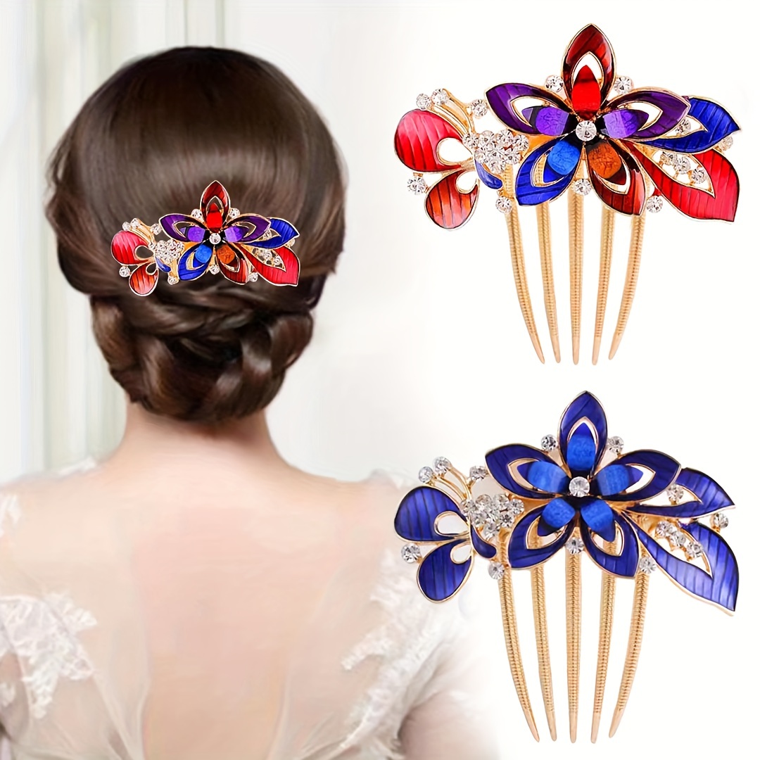 Pinzas para el cabello retro para mujer, clip de peinado francés,  accesorios de flores para novia, accesorios elegantes para niñas,  horquillas de