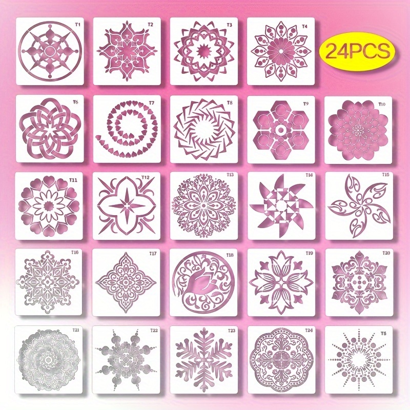 Card - Hollow Mandala Flower Spray Drawing Stencil Set