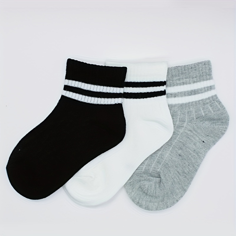 5/8 Pares Calcetines Rayas Sólidas Niños Cómodos - Temu