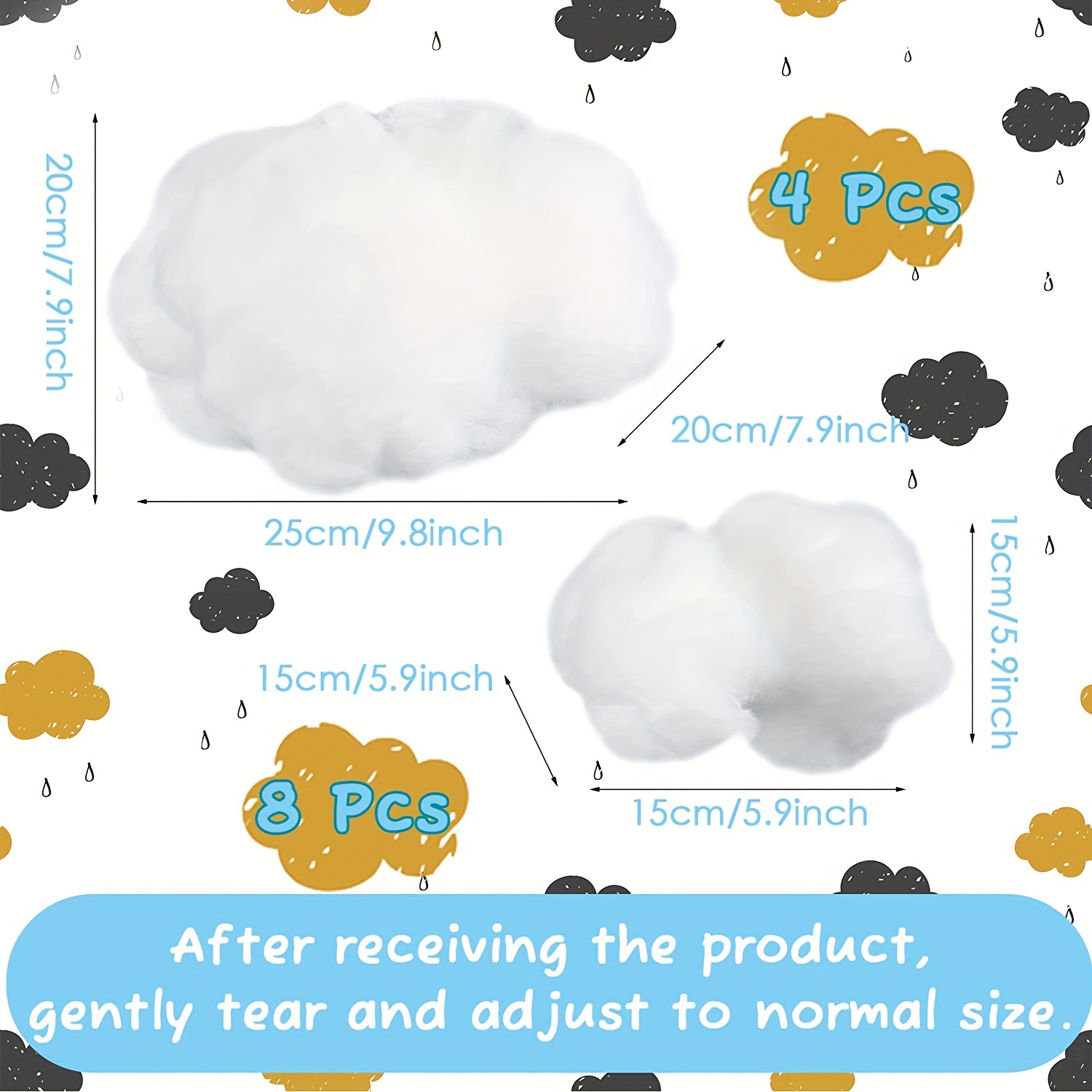 Cotton Simulation Cloud Decorations 3D Artificial Fake Clouds Props, Clouds  for Ceiling, Room DIY Cloud Decor Art Stage Wedding Party for Stage Show