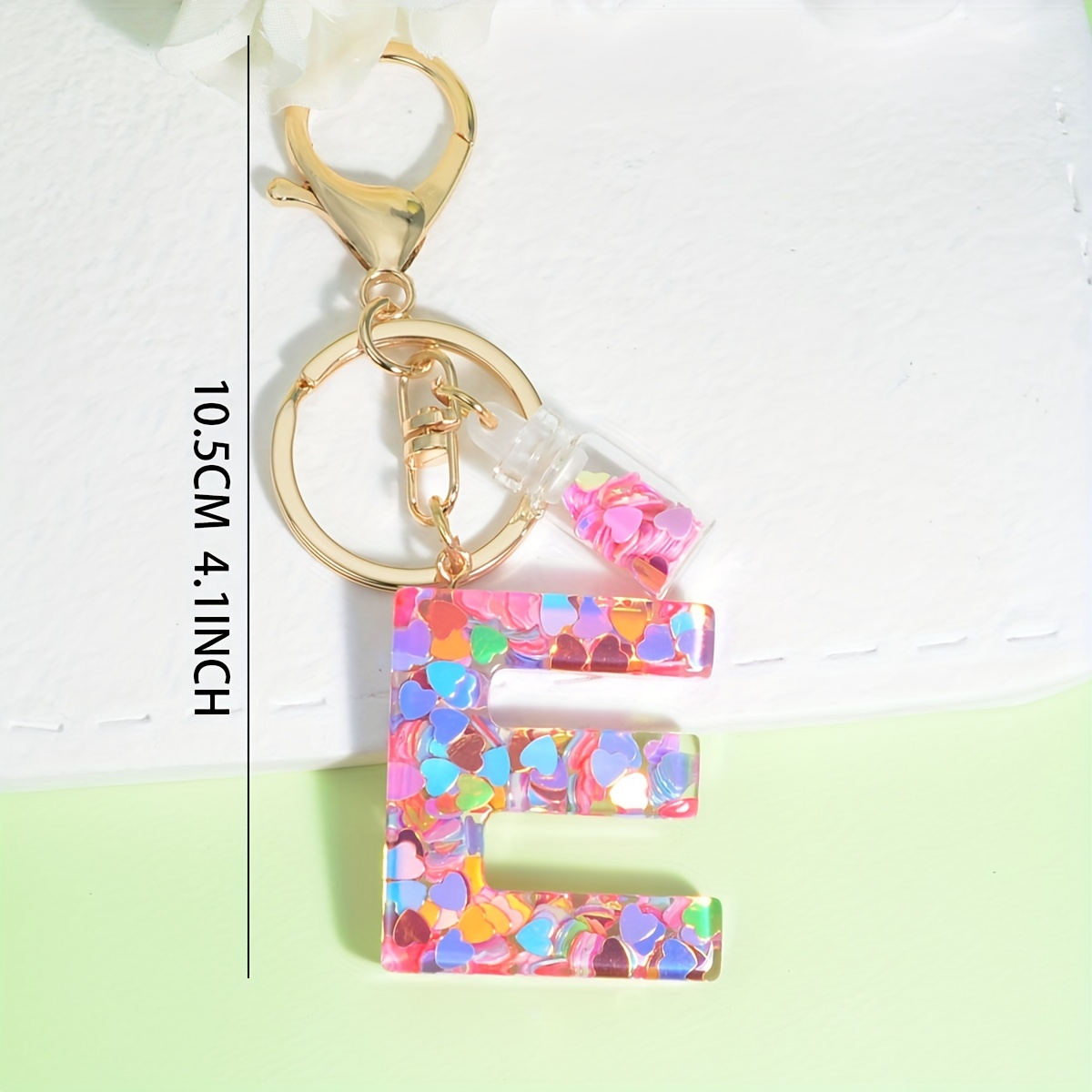 Sequins Alphabet Keychain Cute Color Block Resin Key Chain - Temu
