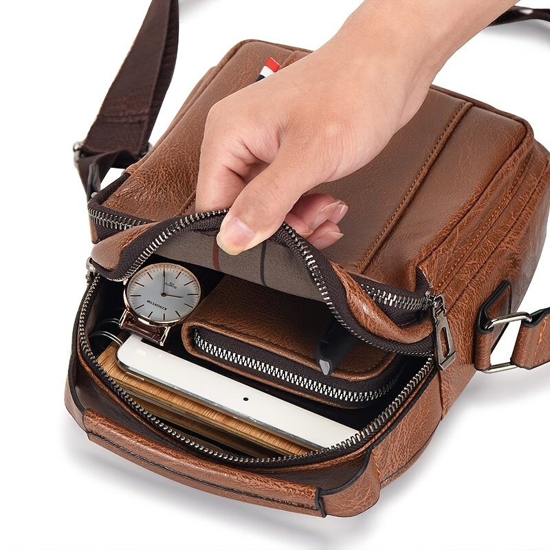 Martucci Black Sling Bag Pu Leather Shoulder Bag for Men/Travel