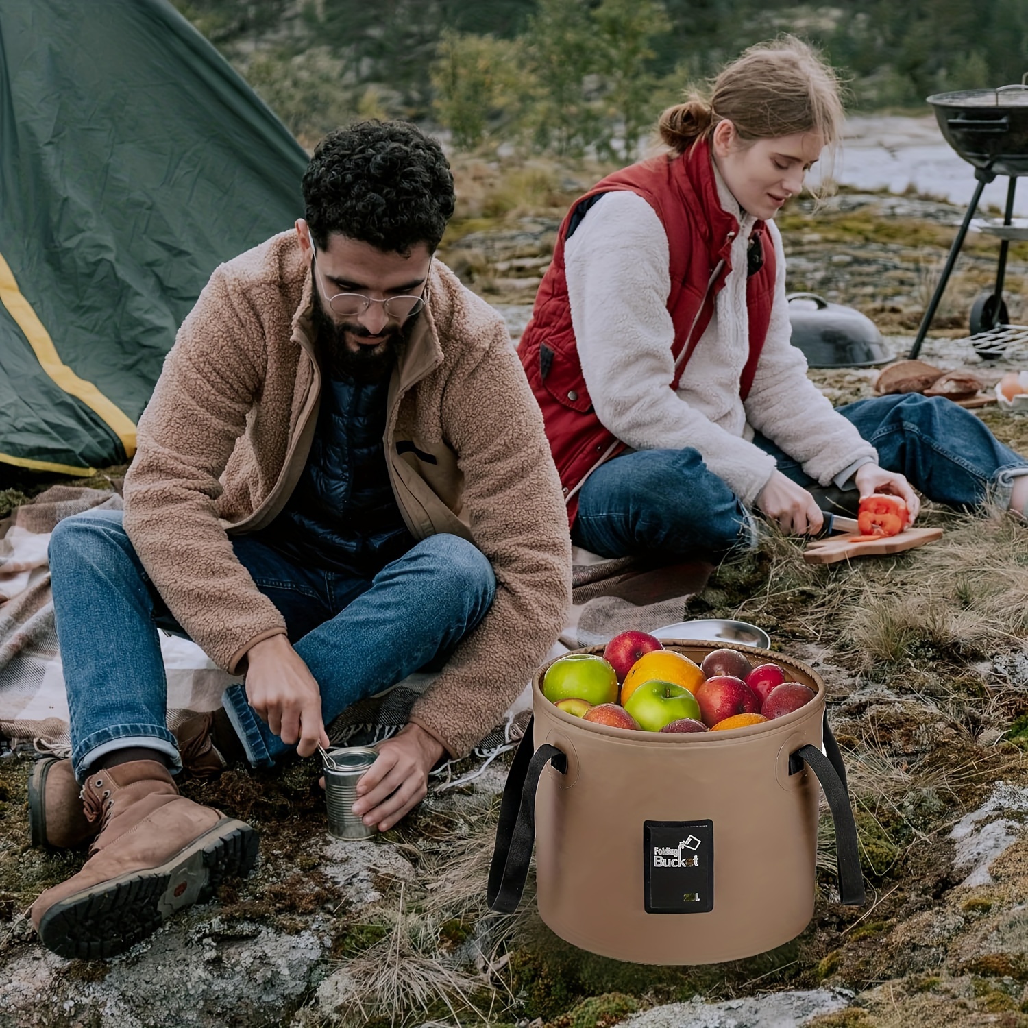 Folding Bucket Outdoor Camping 10 Liter Large Capacity - Temu