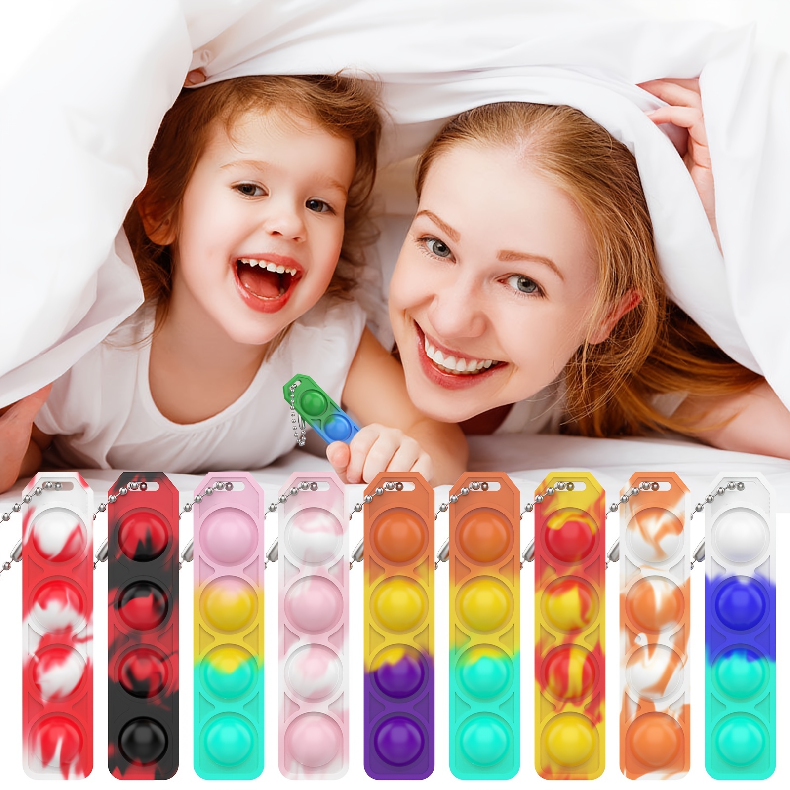 Steemjoey 2 pezzi Mini Pop Push It Fidget Toy Portachiavi per Adulti e  Bambini, Colorato Silicone Spremere Pop Bubble Giocattoli Sensoriali,  Giocattoli Antistress e Ansiolitici per ADHD, OCD, Autismo : :  Giochi