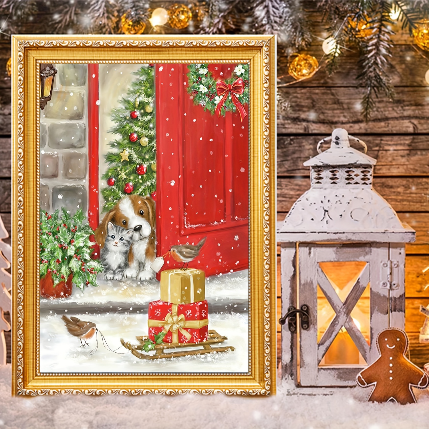5d Christmas Diamond Painting Kits For Adults,dimond Dotz Full Drill  Diamond Gem Art Kits Snowman Craft Paint By Number For Home Wall Decor