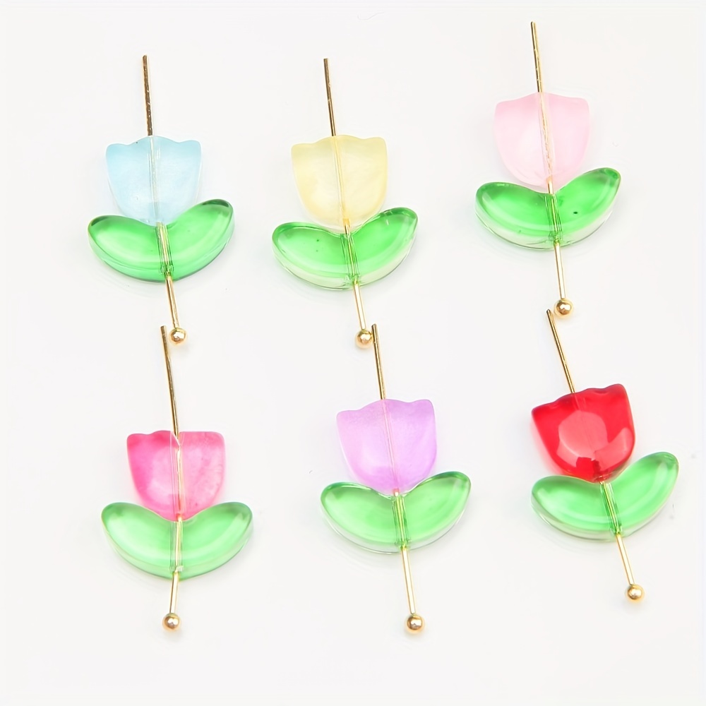 10pcs Glass Bead Cone Bead Cap Spacer Beads for Wind Chimes Making Flower  for Jewelry Making DIY Bracelet Necklace 21x13mm