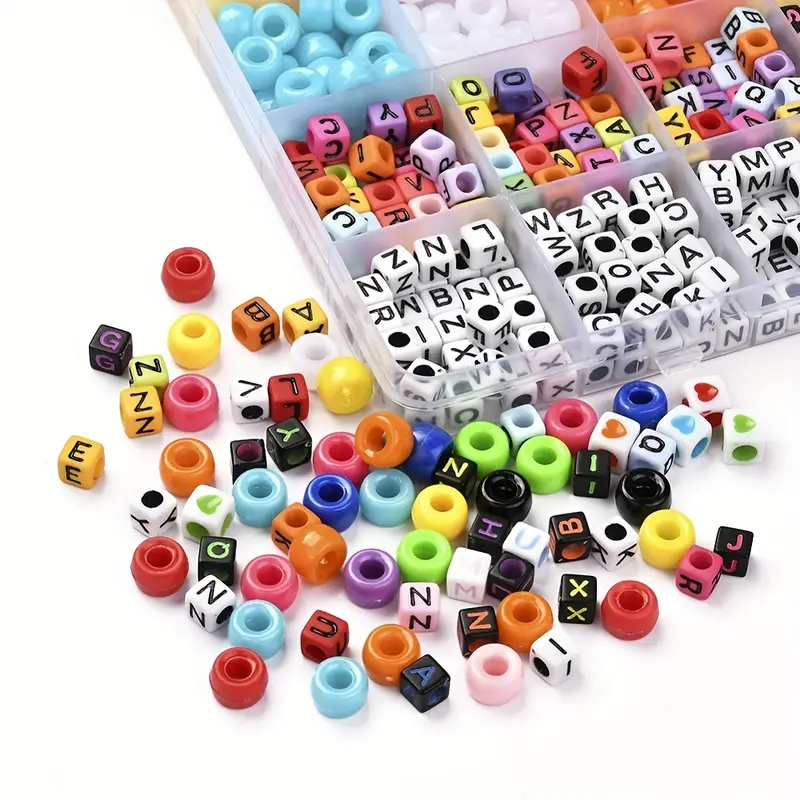 About Acrylic Square Letter Beads Plastic Hole Beads Diy - Temu