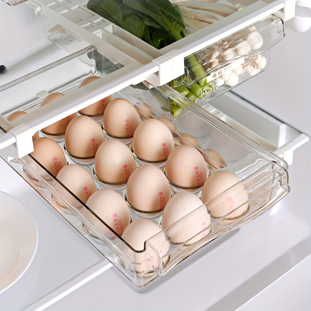 20 Grid 2layer Stackable Egg Holder For Refrigerator Drawer Pull Out, Clear Egg  Container Fridge Storage Box Plastic(m)
