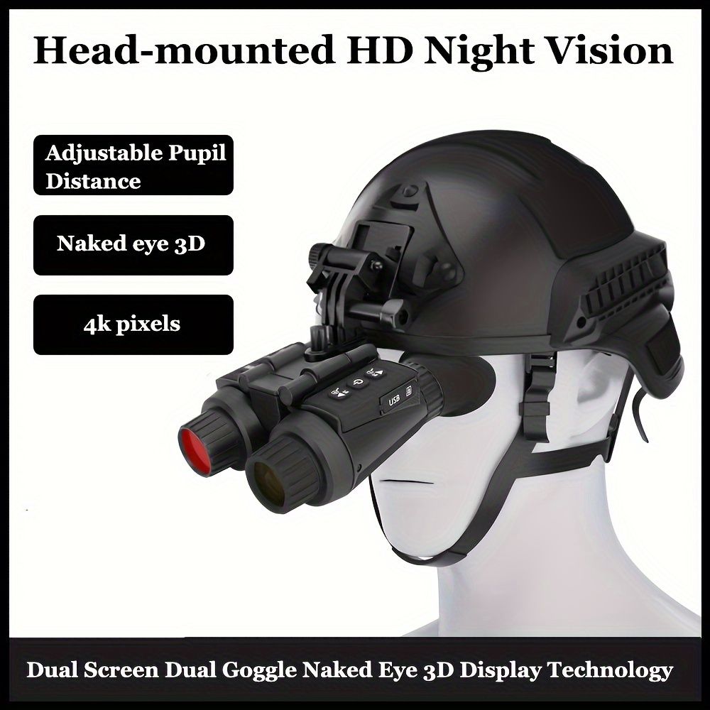 Gafas de visión nocturna montadas en la cabeza, lentes prismáticos  recargables de visión nocturna manos libres, visión infrarroja digital de  1312 pies