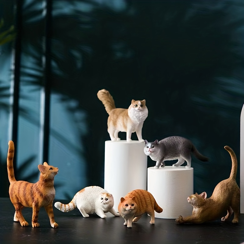 Cat Figurines Realistic Cat Dollhouse Accessories 1:12 Scale