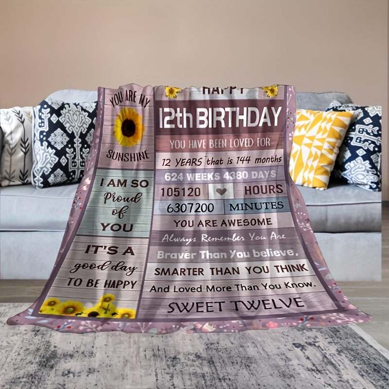 12 Year Old Girl Gifts, Cool Presents for 12 Year Old Girls, 12 Year Old  Birthday Girl Gifts Ideas, 12th Birthday Decoration Blanket for Daughter  Son Granddaughter Grandson for Bed Sofa Christmas 